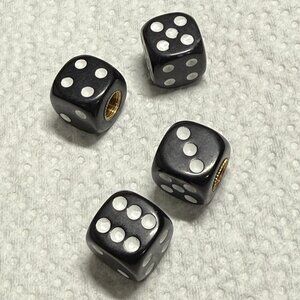 Dice Tire Stem Valve Caps Car Truck Bike Black 4 Pieces